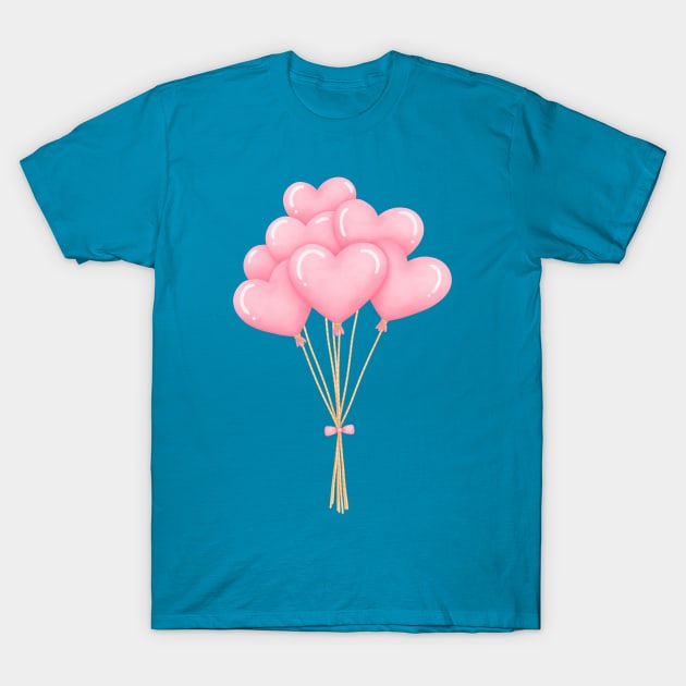 Bouquet of Pink HEARTS Balloons T-Shirt by Novelty Depot